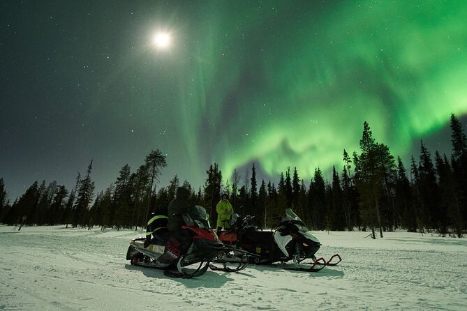 3 Hours Snowmobiling under Auroras and Night Sky - Forest trails, frozen waterways, and the open sky