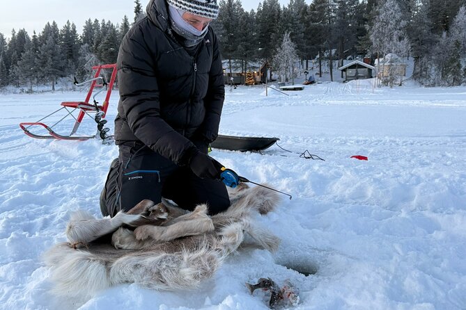 Authentic Reindeer Experience and Ice Fish with Lunch in the Wild - Trying traditional ice fishing on frozen water