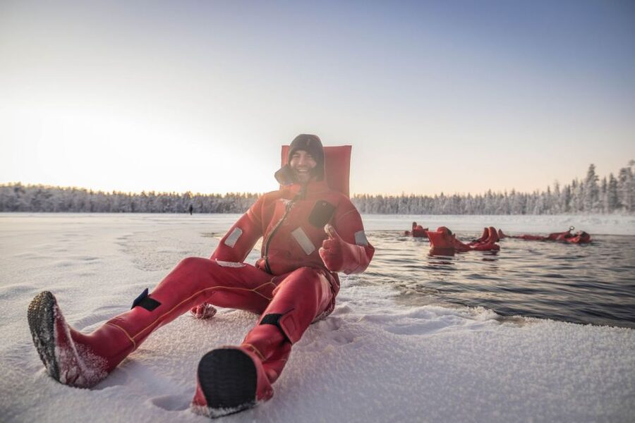 Daytime Ice Floating Rovaniemi, Frozen Lake Experience - Entering the water without panic
