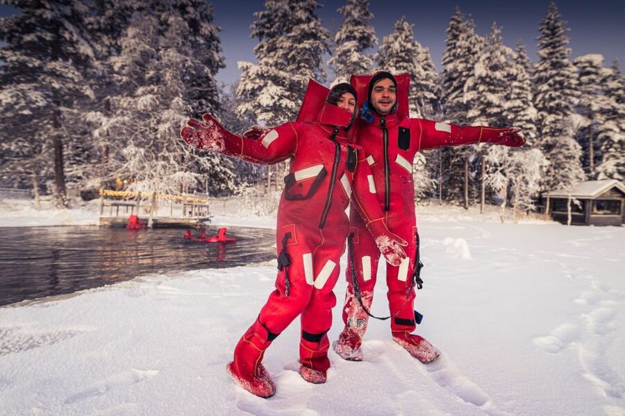 Daytime Ice Floating Rovaniemi, Frozen Lake Experience - Floating among snow, ice, or open water
