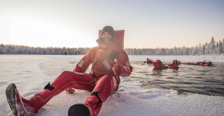 Daytime Ice Floating Rovaniemi, Frozen Lake Experience - The ride from Rovaniemi to the lake