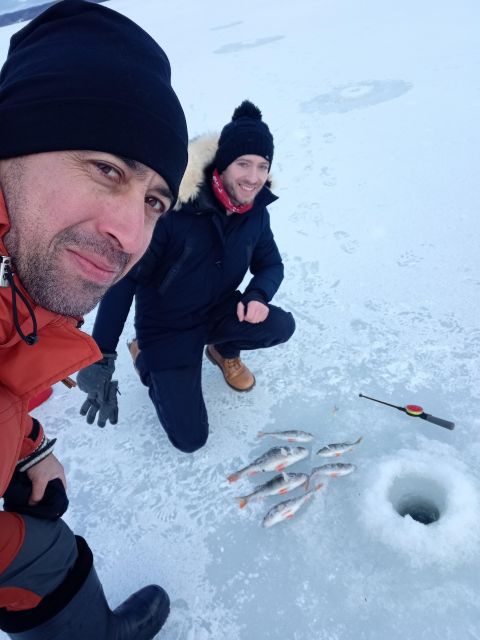 From Helsinki: Bodom Lake Ice Fishing with Food & Drinks - Walking across the ice to find a fishing spot