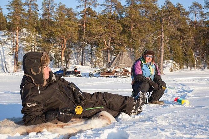 From Kakslauttanen: Ice Fishing Safari to Lake Inari, inc. lunch - Learning the basics from a professional fisherman