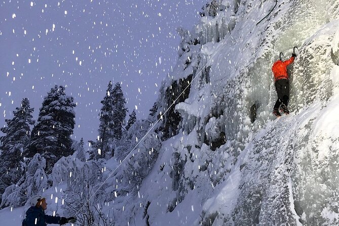 Guided Ice Climbing Activity in Pyhä - Bonfire, hot berry drinks, and a useful pause