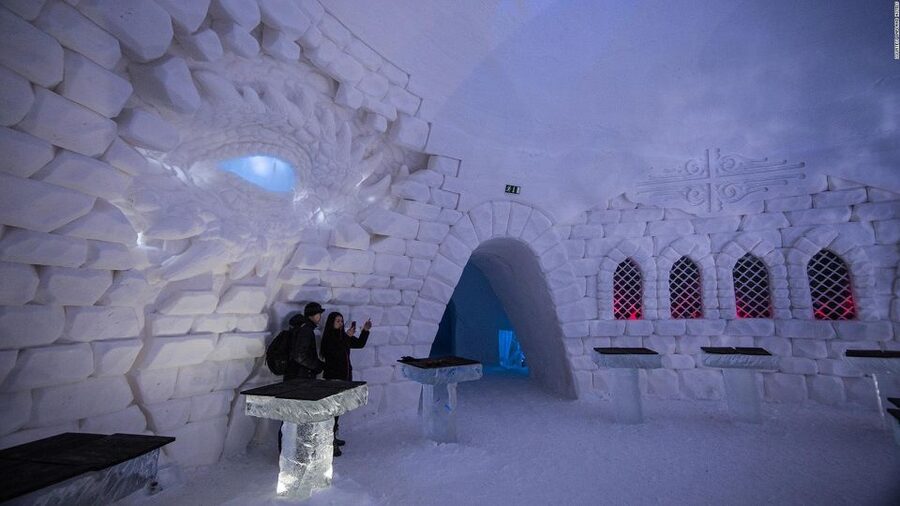 Levi: Snow Village Guided Tour - Walking through the Ice Hotel and sculpture corridors