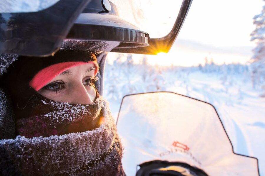 Levi: Snowmobile Safari for Adults - Getting dressed for a Lapland engine ride