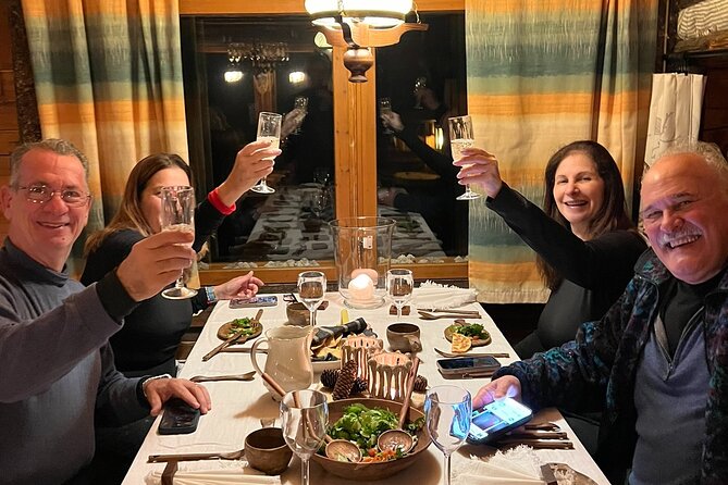 Private Traditional Sauna, Ice Dip and Dinner in the Wilderness - A warm Lappish dinner at the hideout