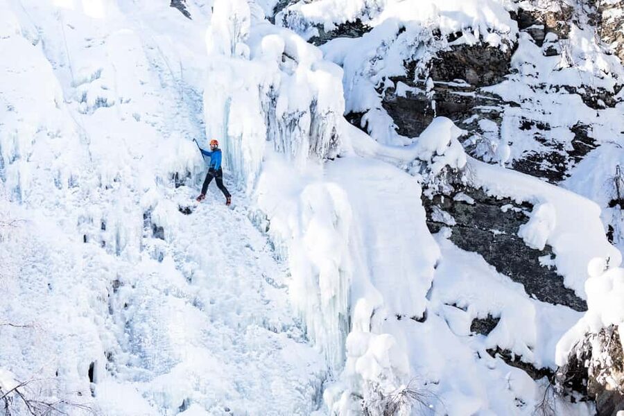 Pyhätunturi: Try Ice Climbing in Finnish Lapland - Learning the axes, crampons, and safety system