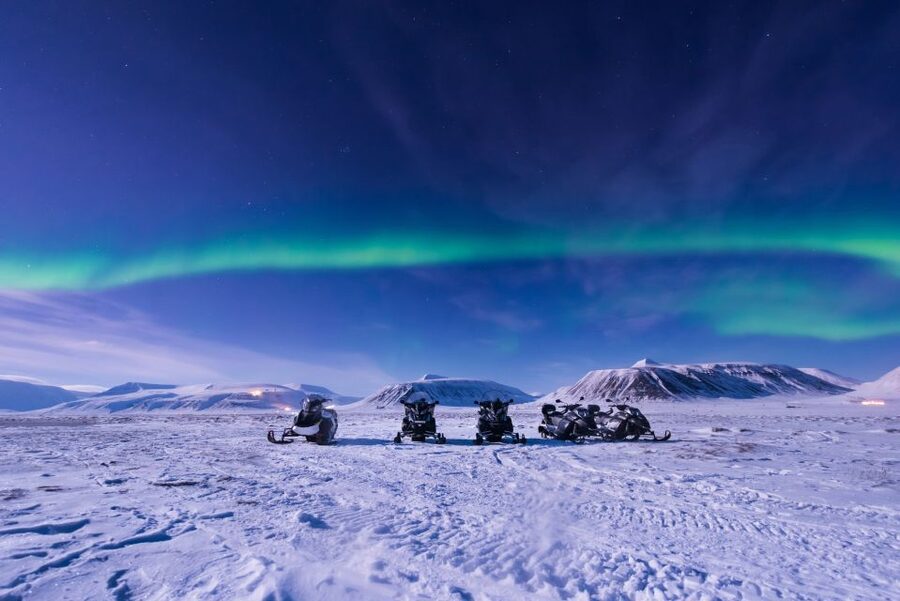 Aurora over a frozen lake outside Rovaniemi