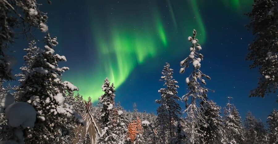Saariselkä: Northern Lights Hunting Snowshoe Trip - Hot chocolate in the middle of the walk