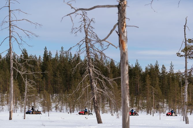Snowmobile Safari into the Wilderness, Apukka Resort Rovaniemi - Leaving the resort by snowmobile
