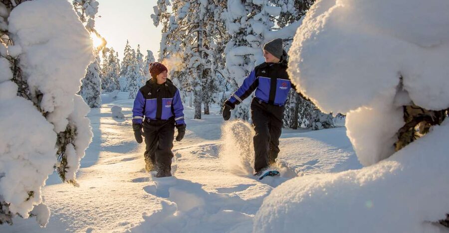 Ylläs: Forest Hike with Snowshoes - Learning to walk on snowshoes