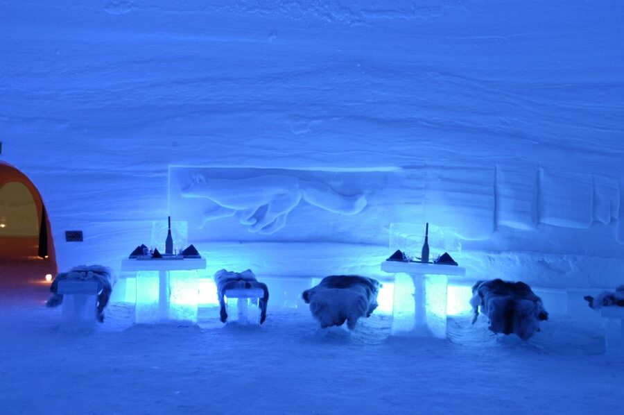 Ylläs: Snowmobile Tour to Arctic Snow Village & Snack - Entering Snow Village, a hotel rebuilt from snow and ice
